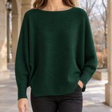 Cordelia-Faye Off Shoulder Sweater - Dark Green