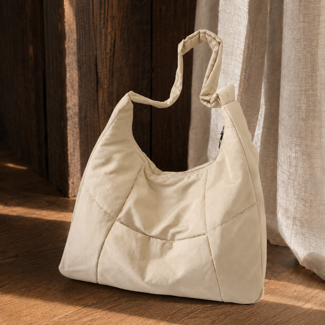 Savelli Padded Shoulder Bag - Beige
