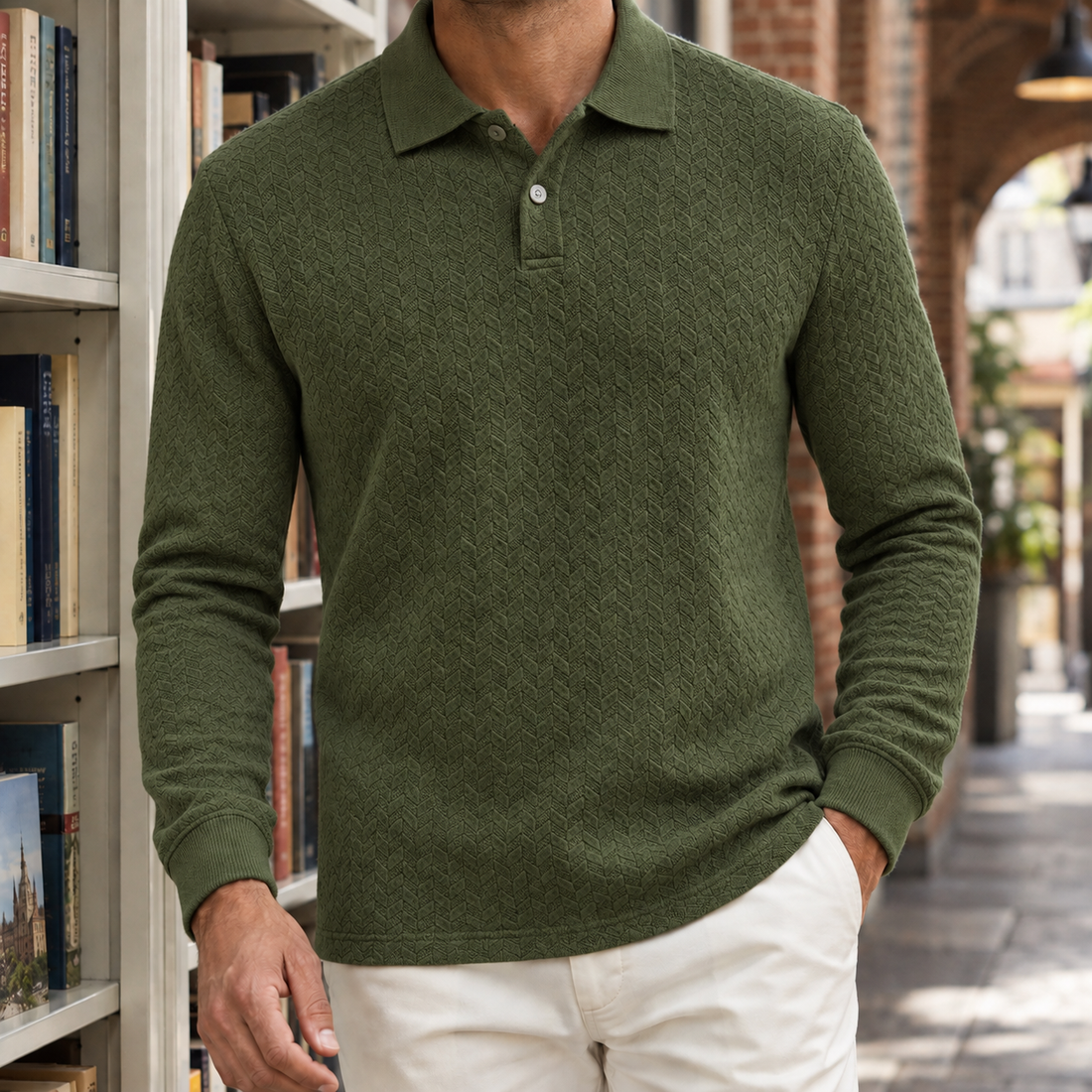 Griffin Textured Polo - Army Green