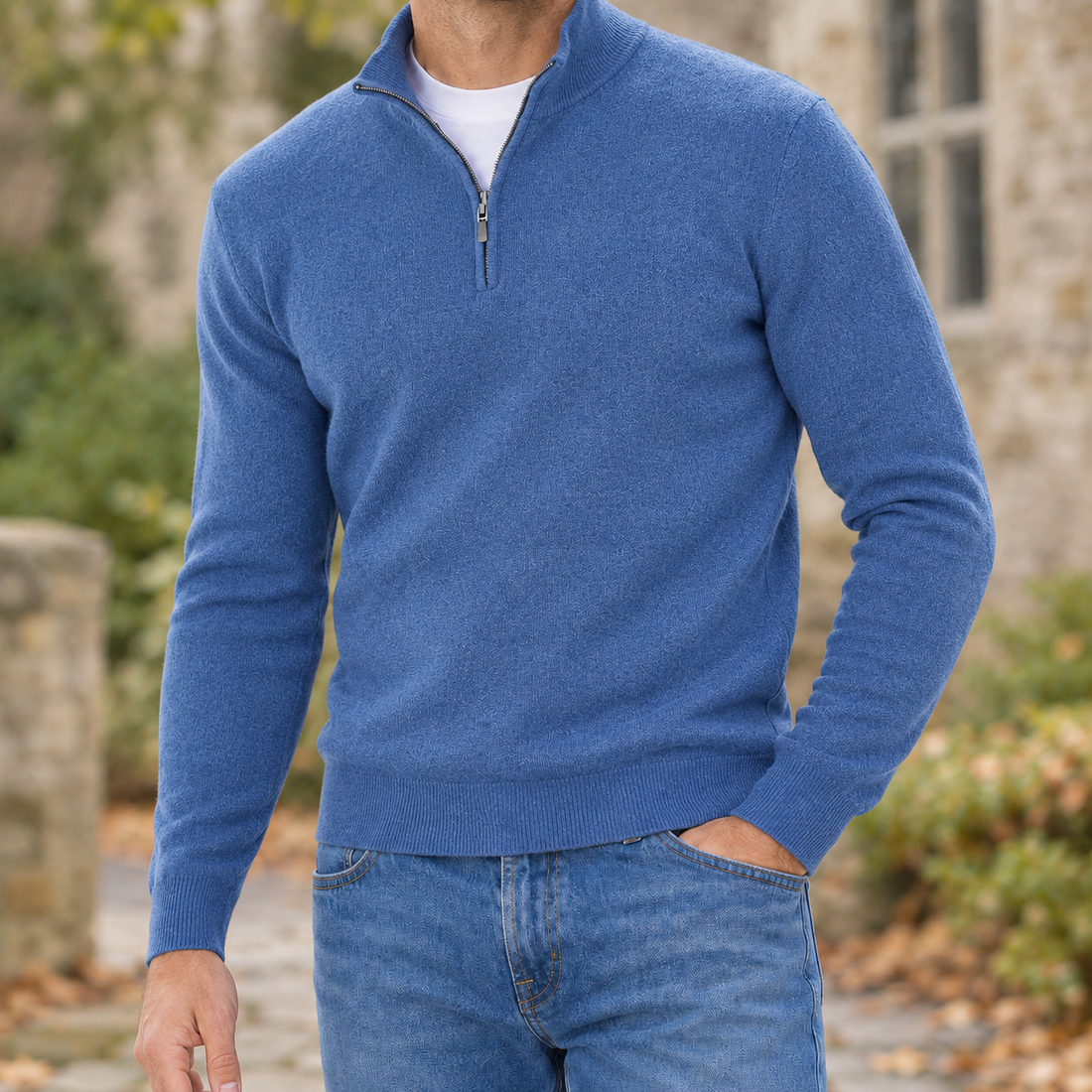 Osric-Lane Quarter Zip Sweater - Blue
