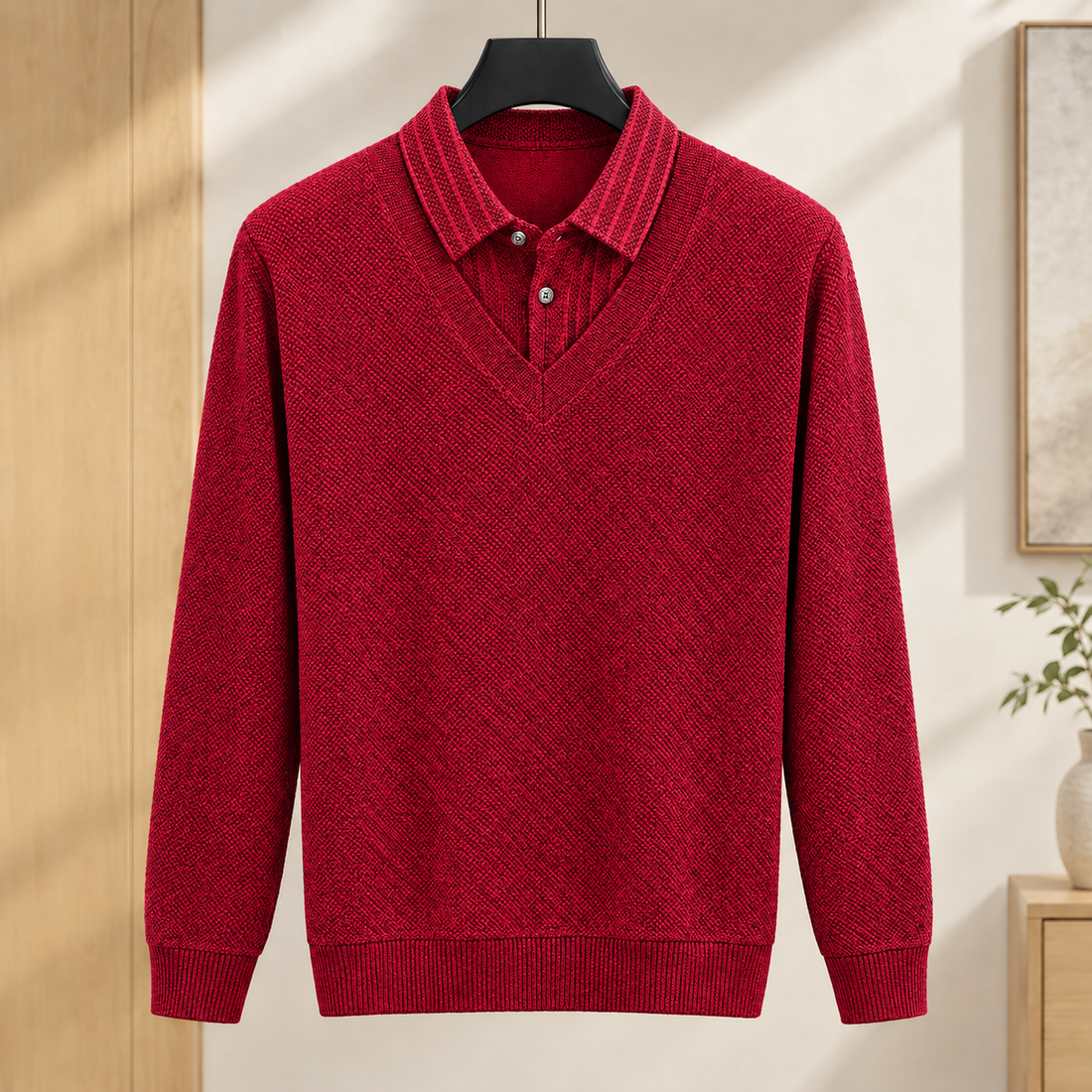 Patrick Textured Sweater - Bright Red