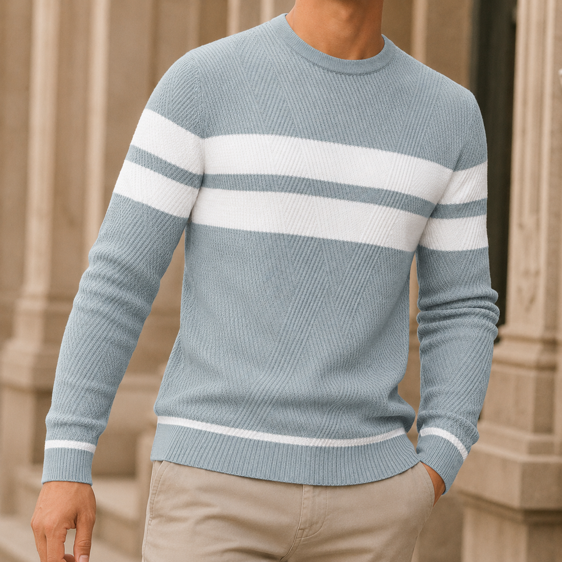 Rupert Textured Sweater - Blue