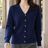Esther-Belle V-Neck Cardigan - Navy Blue