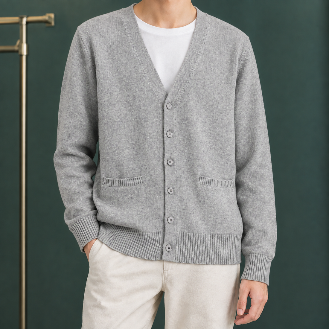 Junia-Kate V-Neck Cardigan - Gray