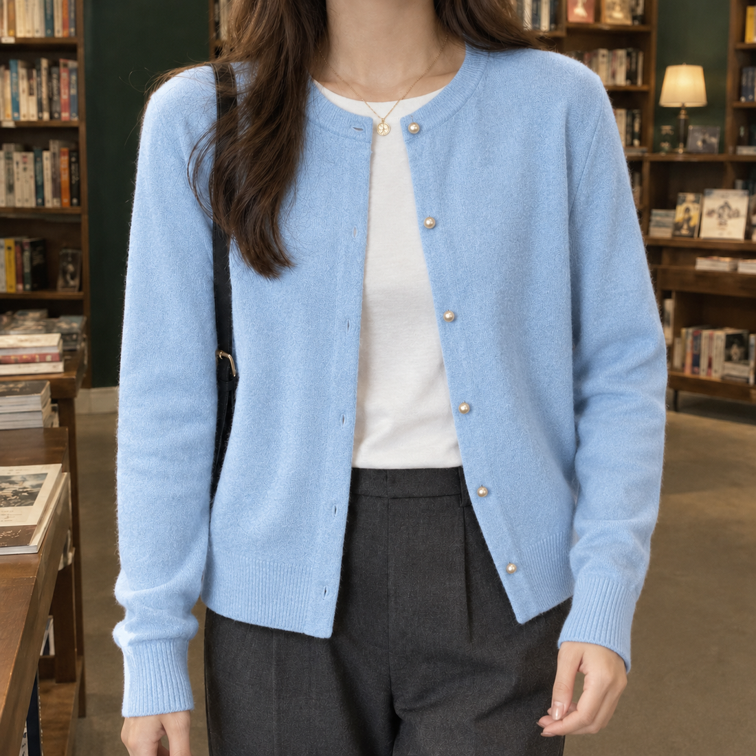 Katherine Pearl Cardigan - Blue