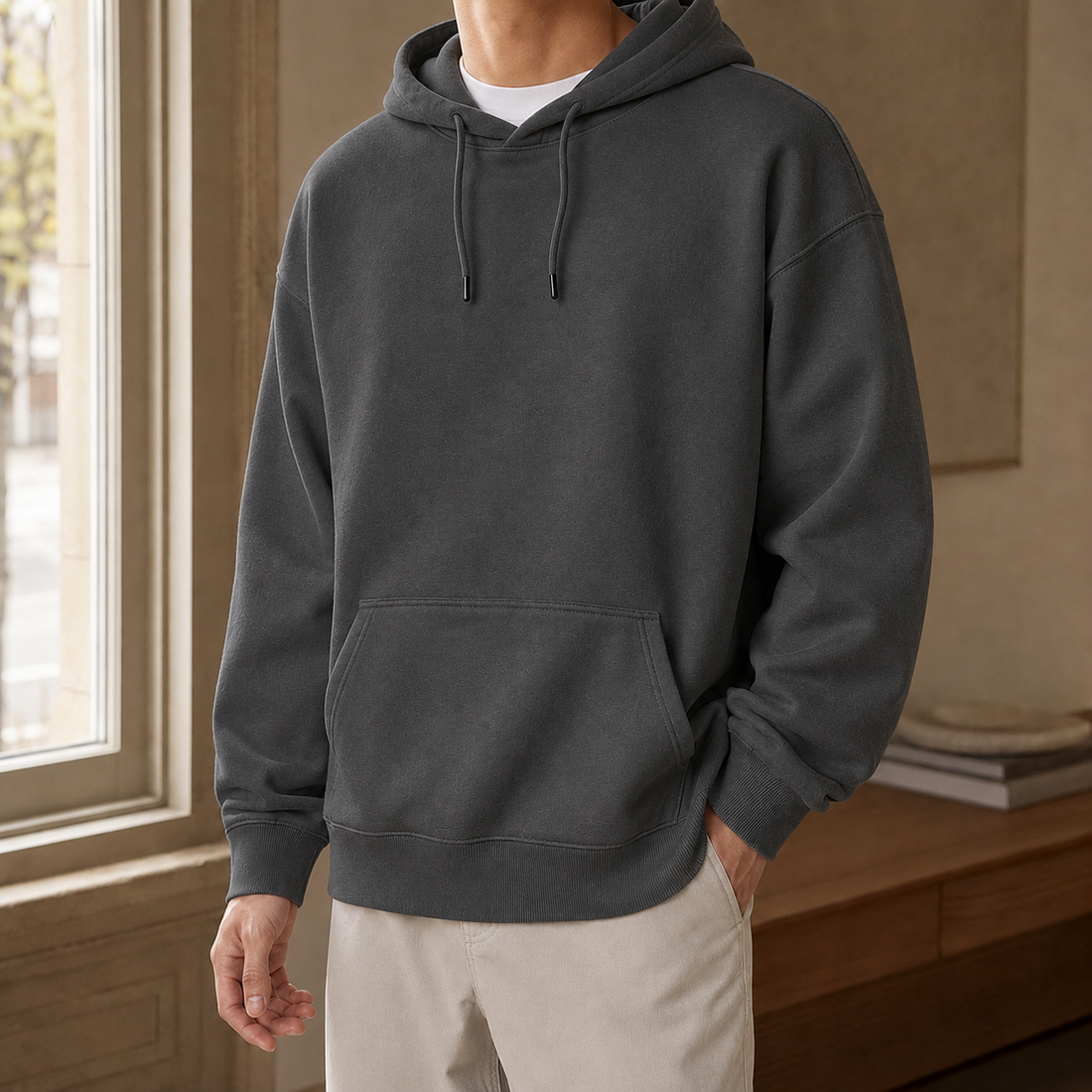 Idris-York Relaxed Hoodie - Iron Gray