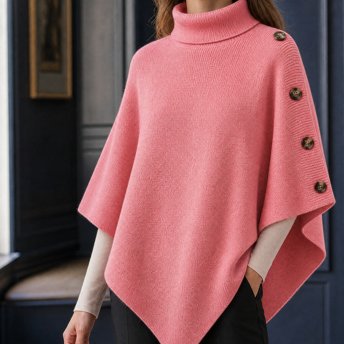 Beaumont Turtleneck Poncho - Pink