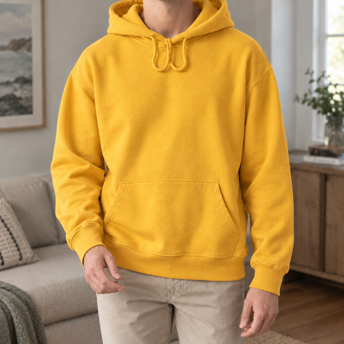 Oswin-Miles Cotton Hoodie - Yellow