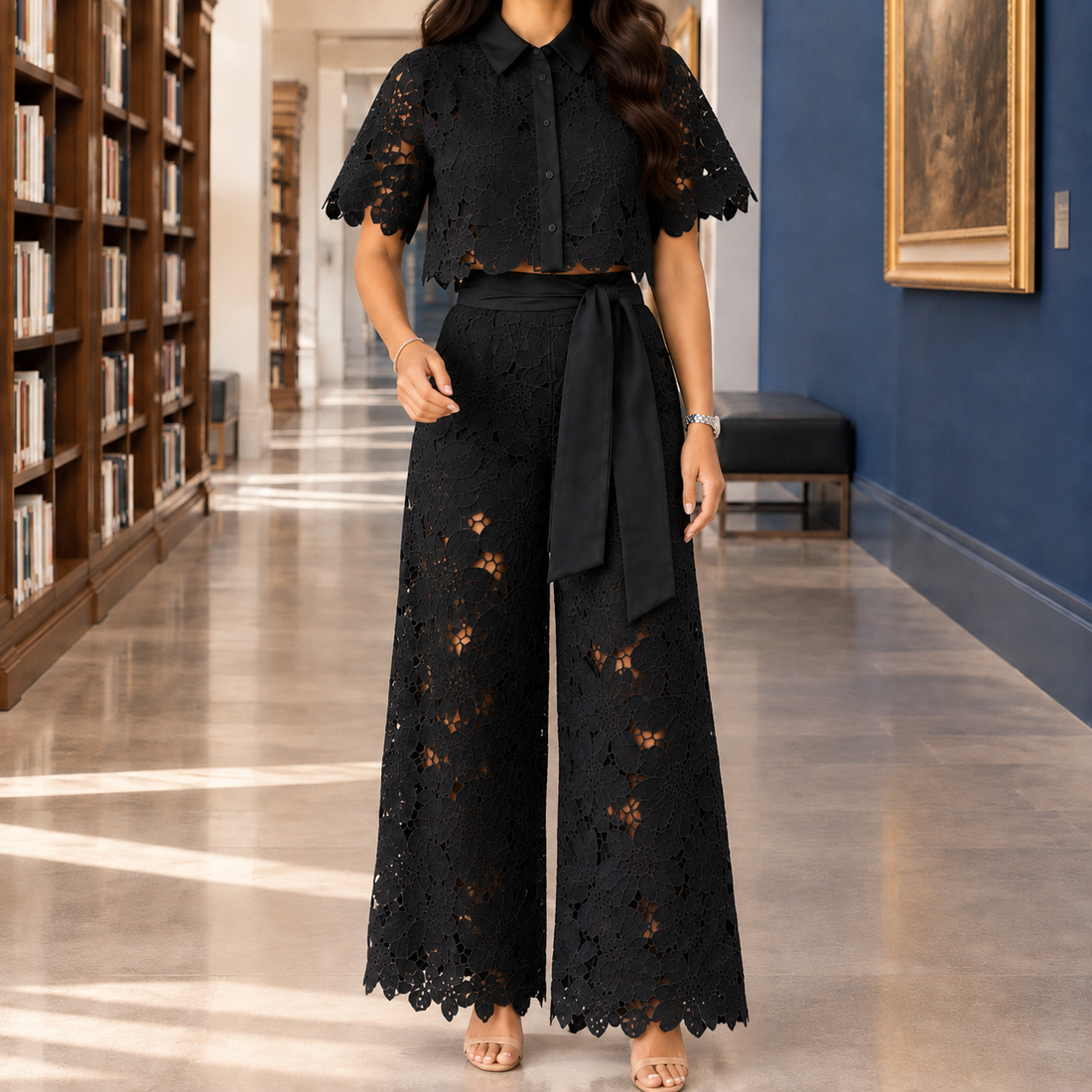 Fenna-June Wide Leg Set - Black