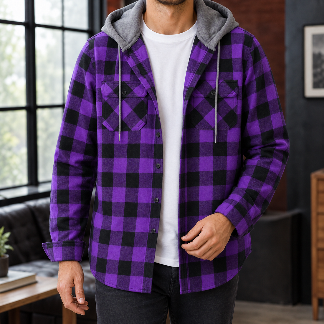 Liam Hooded Overshirt - Purple