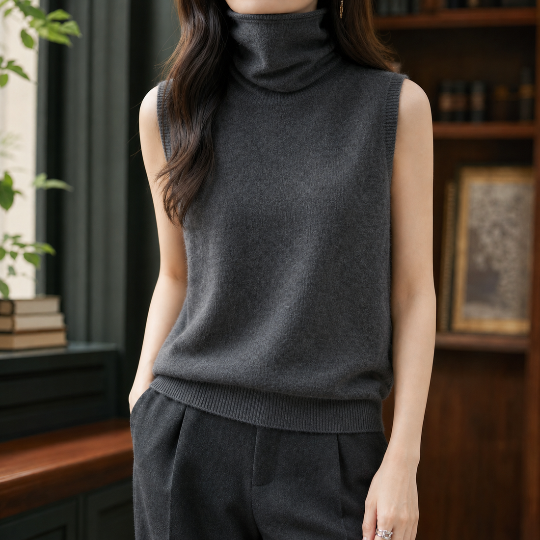 Willa-Skye Turtleneck Top - Elephant Gray