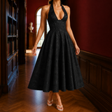 Ingrid Halterneck Midi Dress - Black