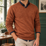 Henry-Grey V Neck Sweater - Brown