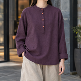 Solange Stand Collar Top - Zen Purple