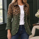 Esther Ruffled Jacket - Army Green Leopard
