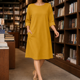 Alina-Lane Relaxed Shift Dress - Yellow