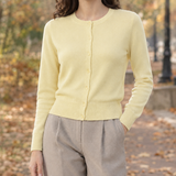 Michelle-Mae Merino Cardigan - Light Yellow