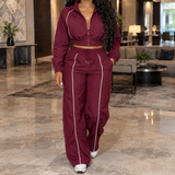 Lucille-Jane Piped Set - Wine Red