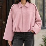 Serena-Mae Suede Bomber Jacket - Pink