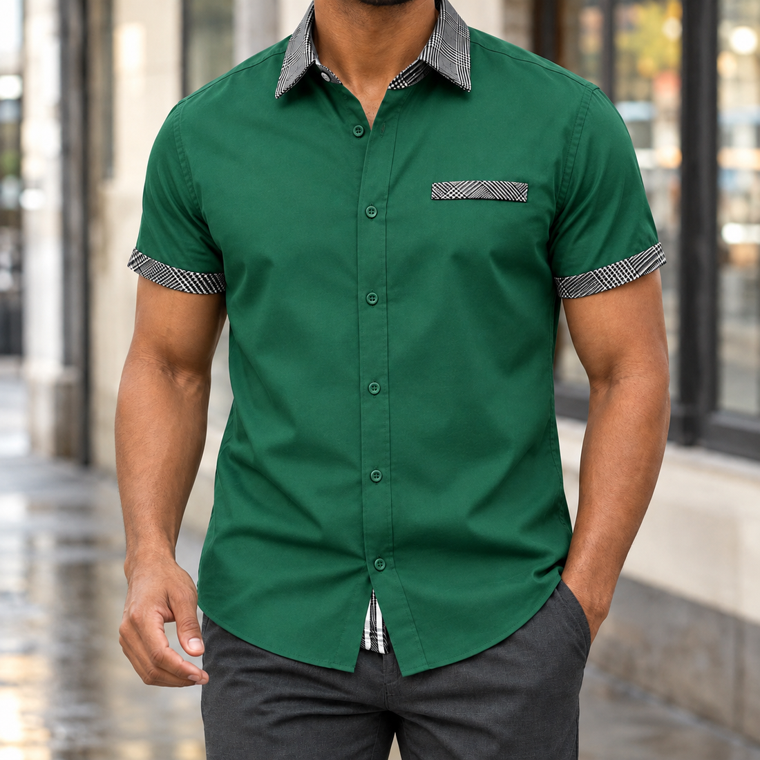 Evan Contrast Shirt - Green