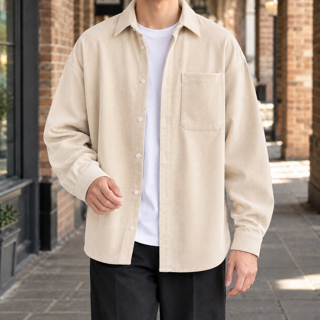 Baudouin Corduroy Overshirt - Cream