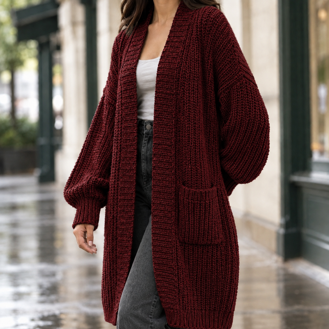 Estelle-Belle Chunky Knit Cardigan - As Pictured