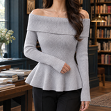 Hesper-Marie Off Shoulder Top - Light Gray