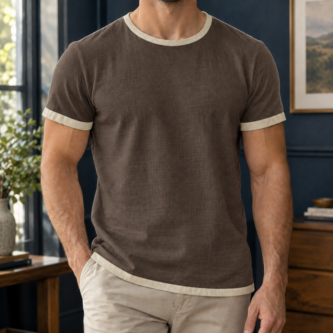 Stellan Contrast T-Shirt - Dark Brown