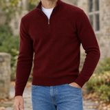 Osric-Lane Quarter Zip Sweater - Wine Red