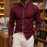 James Mandarin Shirt - Burgundy