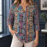 Annabelle Split Neck Top - Colorful