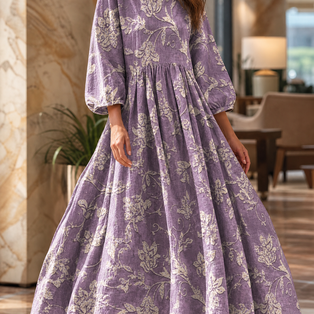 Tessa-Louise Gathered Maxi Dress - Lyqcc–tc34–016