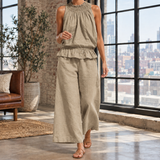 Paige Ruffled Set - Khaki