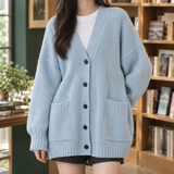 Thalia-Grace Ribbed Cardigan - Light Blue