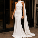 Whitlock Scarf Halter Dress - White