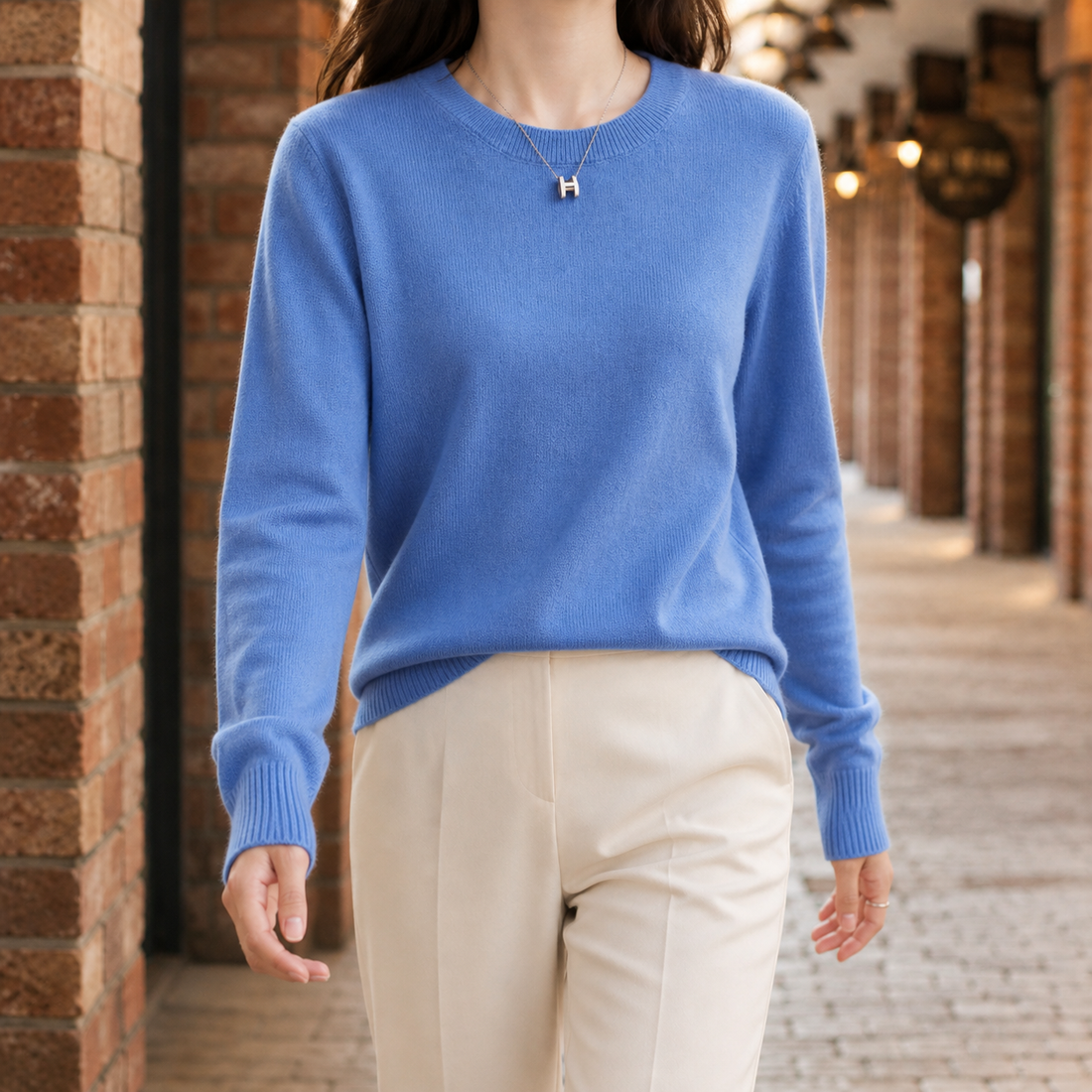 Isabella Crew Neck Sweater - Blue