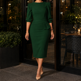 Liora-Claire Peplum Dress - Dark Green