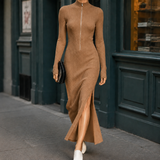 Alba Ribbed Maxi Dress - Camel