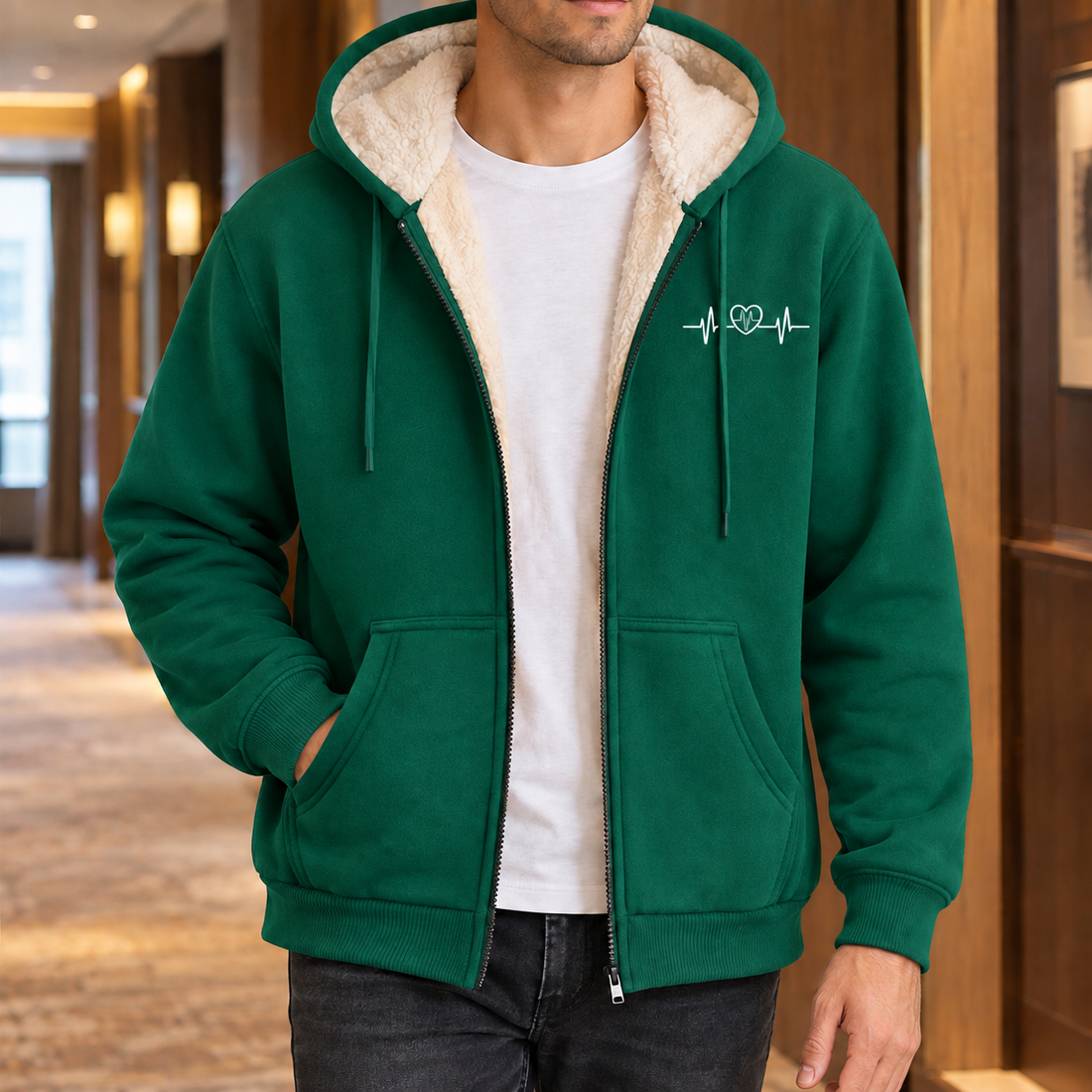Gaultier Fleece-Lined Hoodie - Green