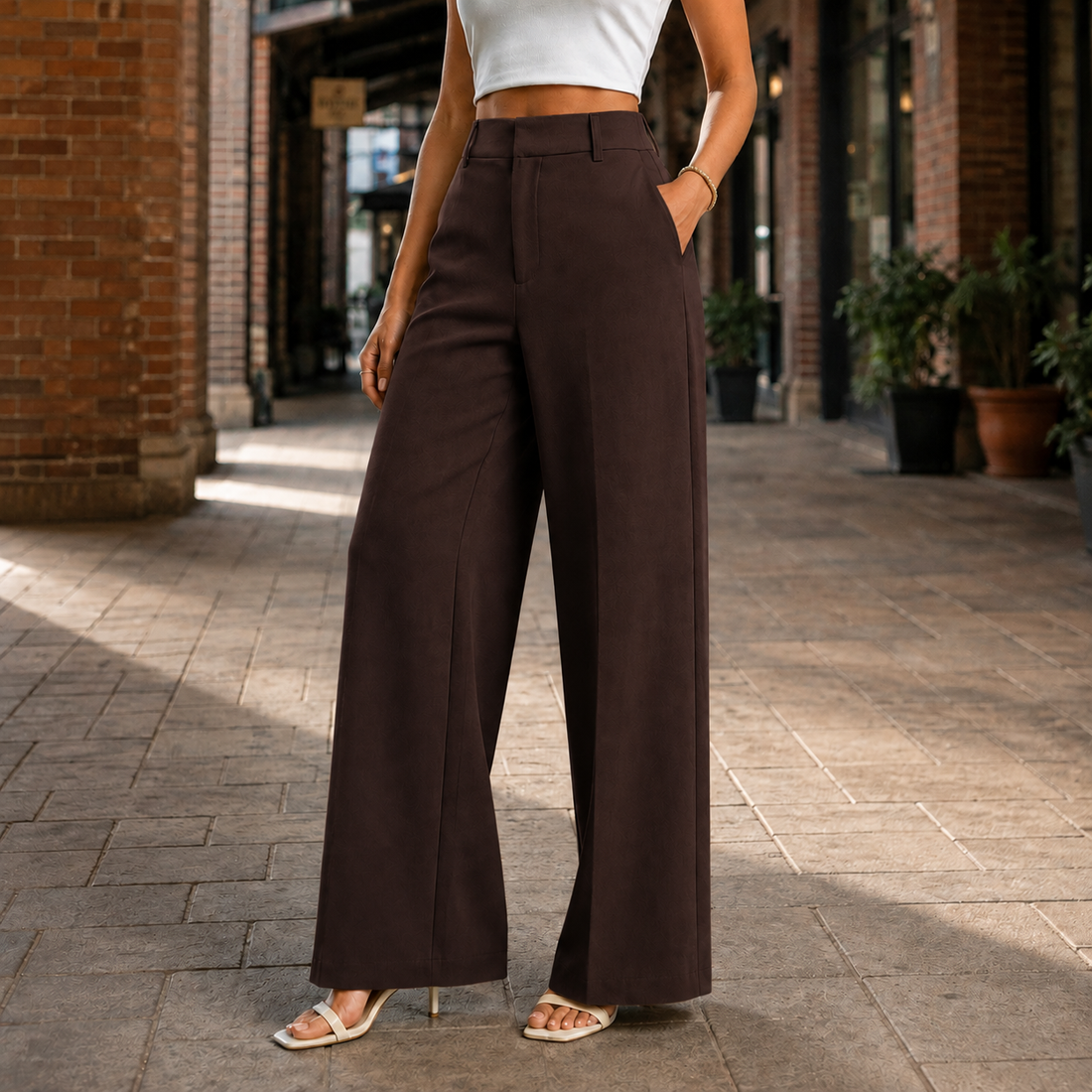 Rosalie-Faye Wide-Leg Pants - Brown
