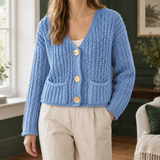 Melanie Chunky Cardigan - Sea Blue