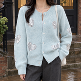 Tiffany-Belle Sequin Cardigan - Light Blue