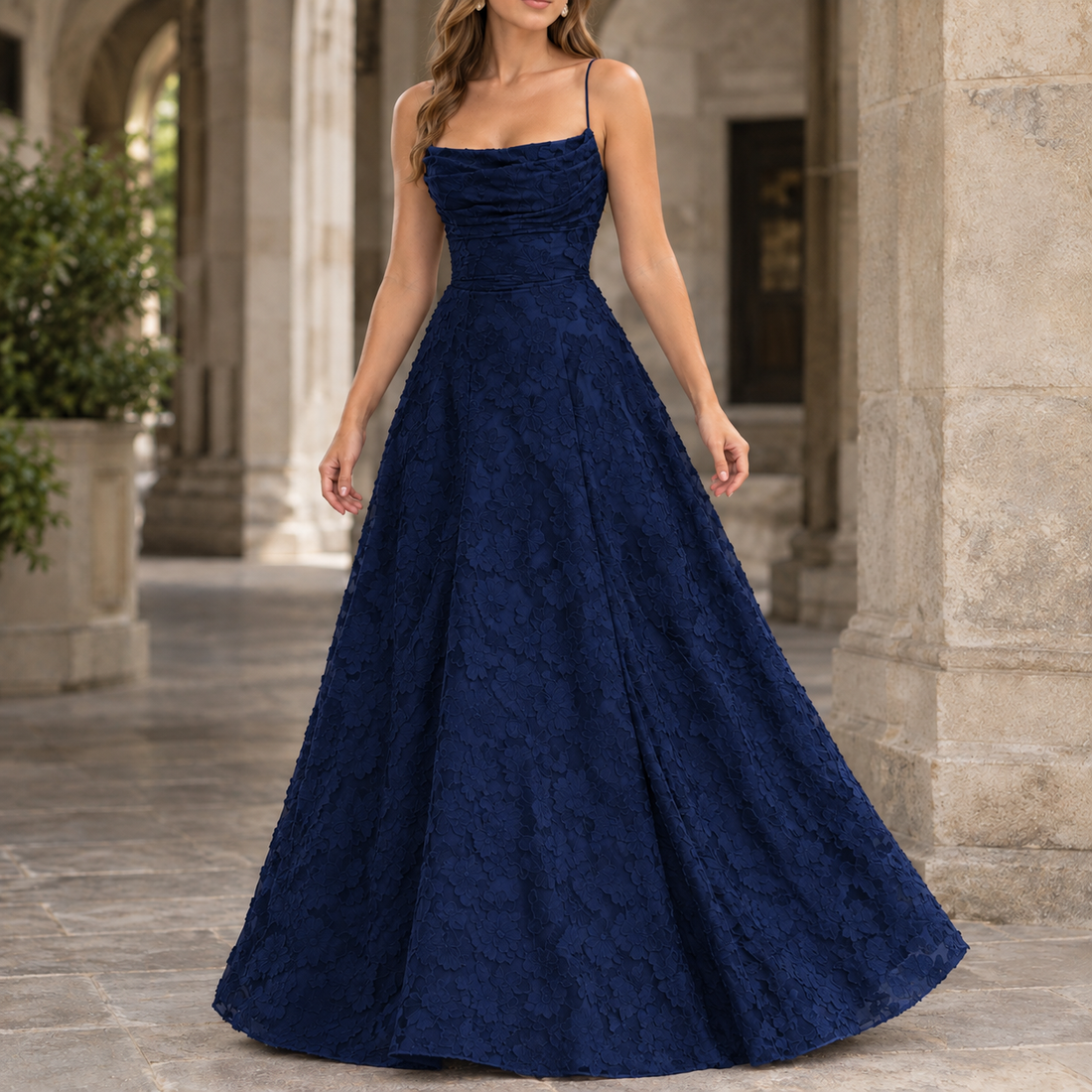 Lena Floral Maxi Dress - Dark Blue