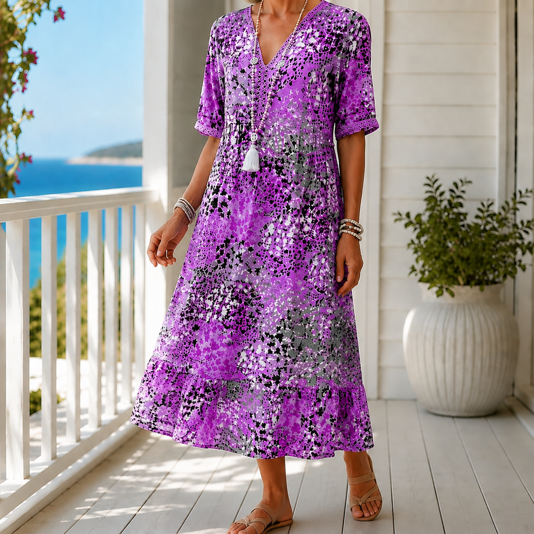 Celine Relaxed Midi Dress - Purple