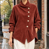 Desiree-Pearl Asymmetric Jacket - Brick Red