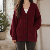 Hildegarde-Elise Ribbed Cardigan - Burgundy