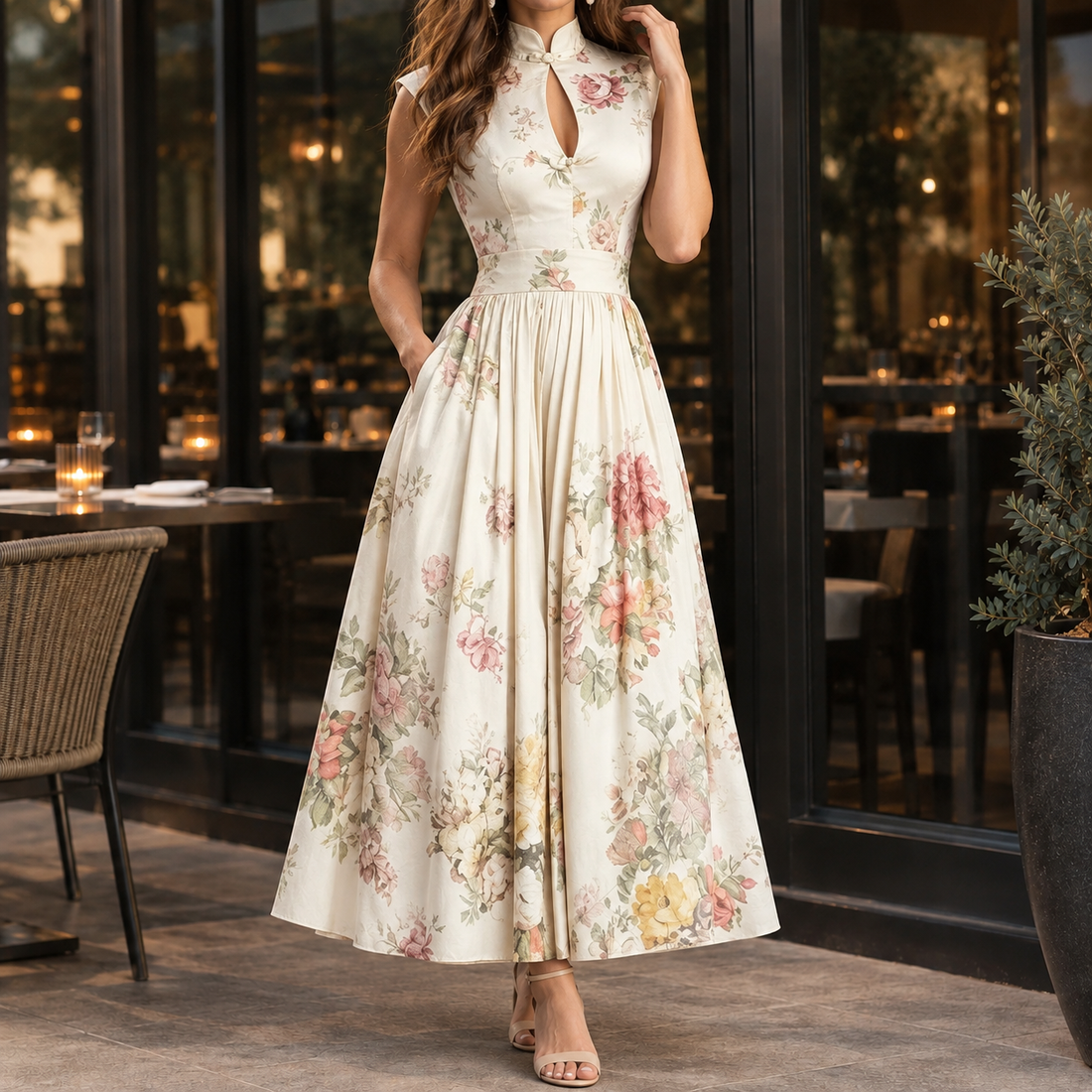Lauren Floral A-Line Dress - Ivory