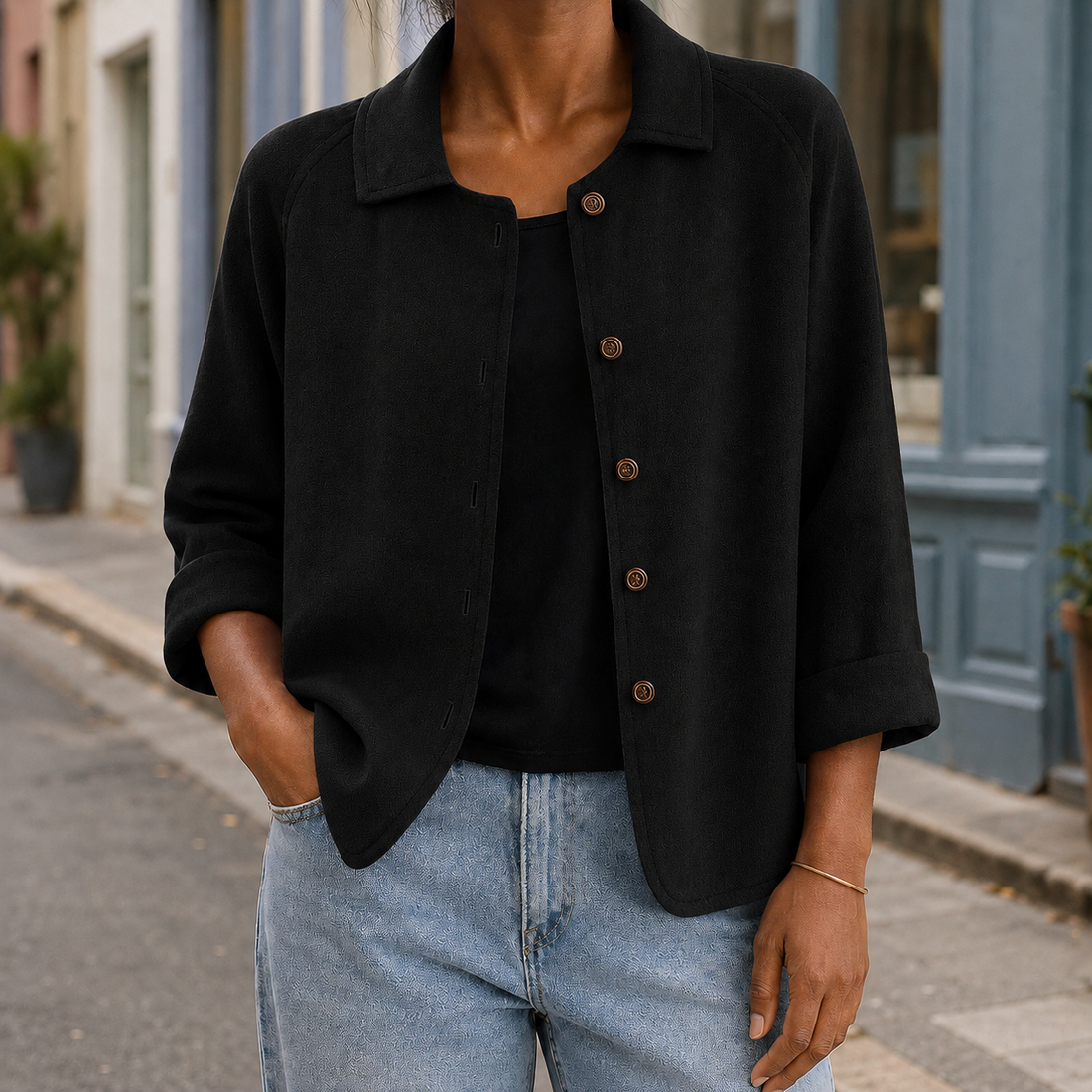 Soraya-Lane Collared Cardigan - Black
