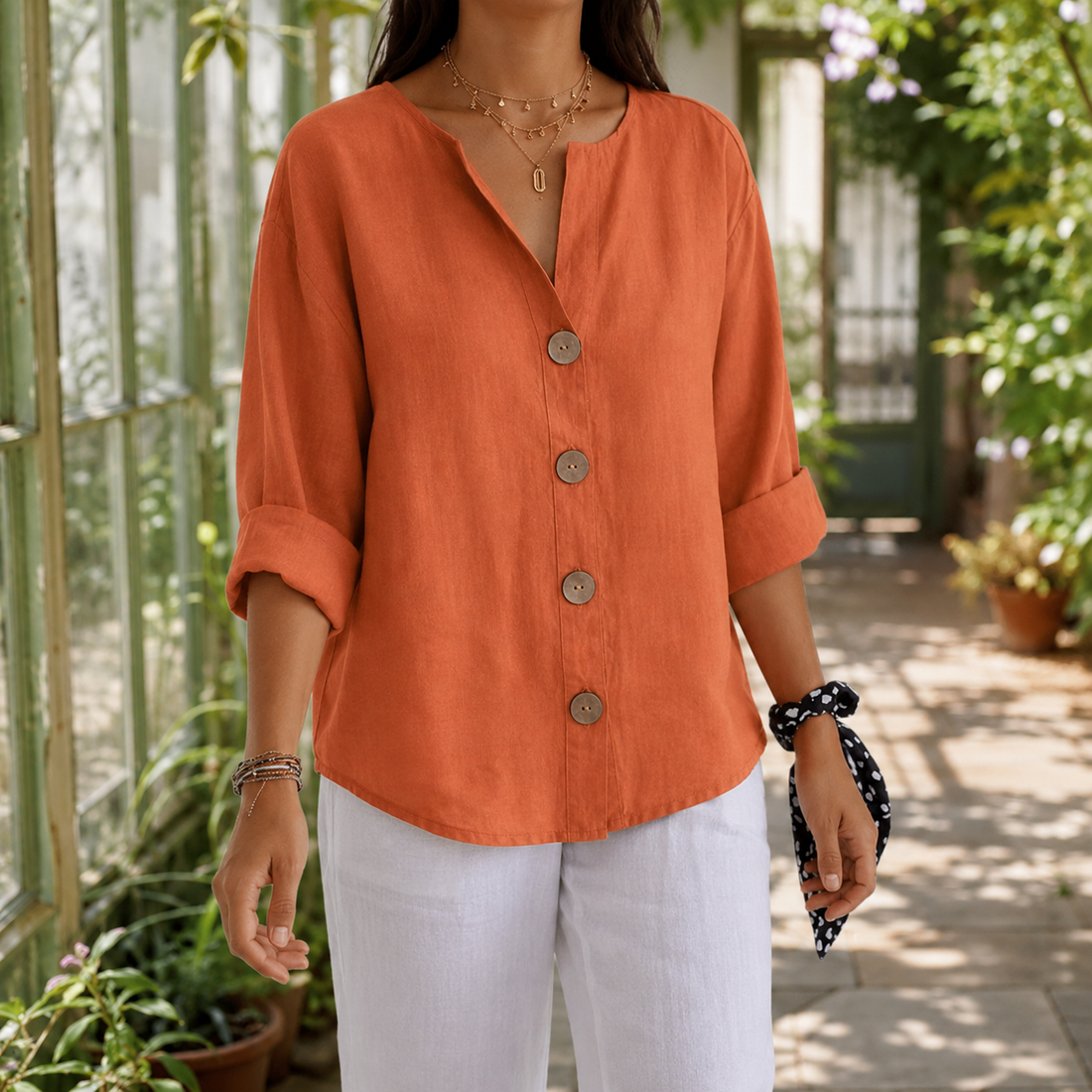 Marisol Relaxed Blouse - Orange