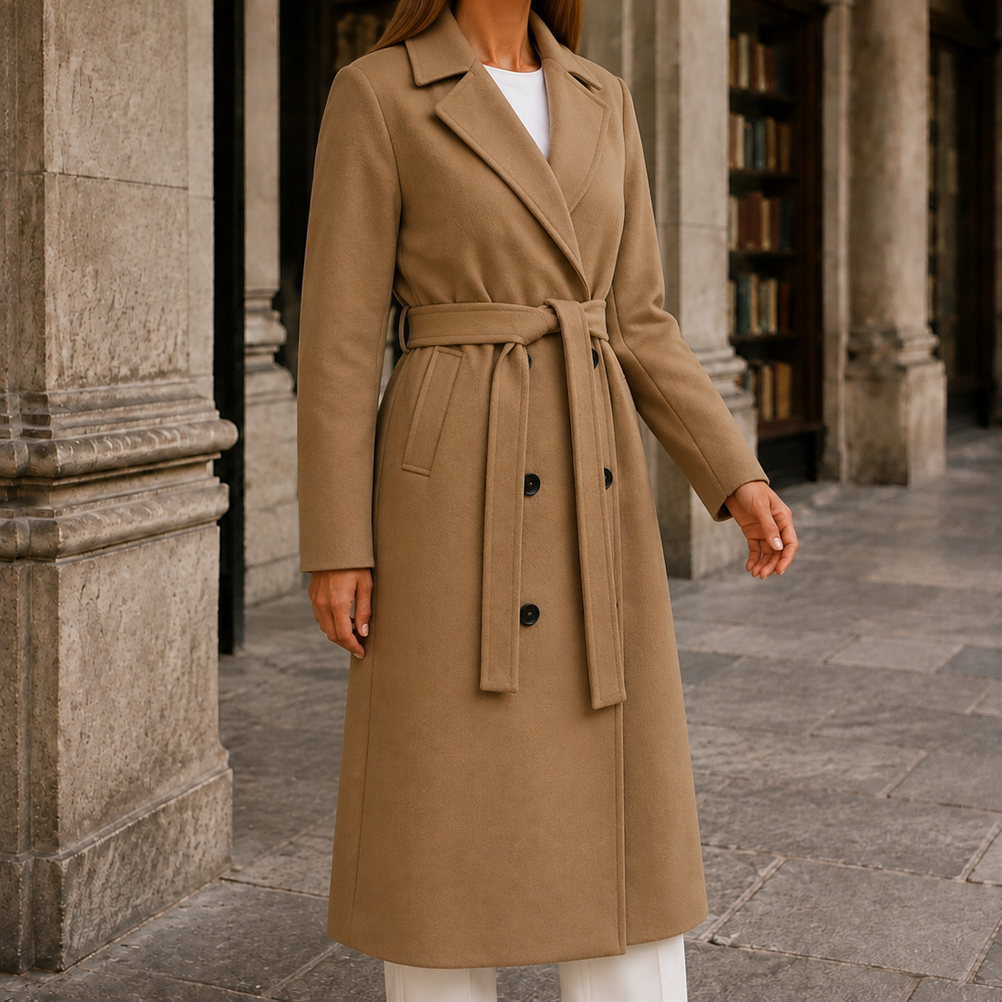 Chiara Belted Overcoat - Khaki